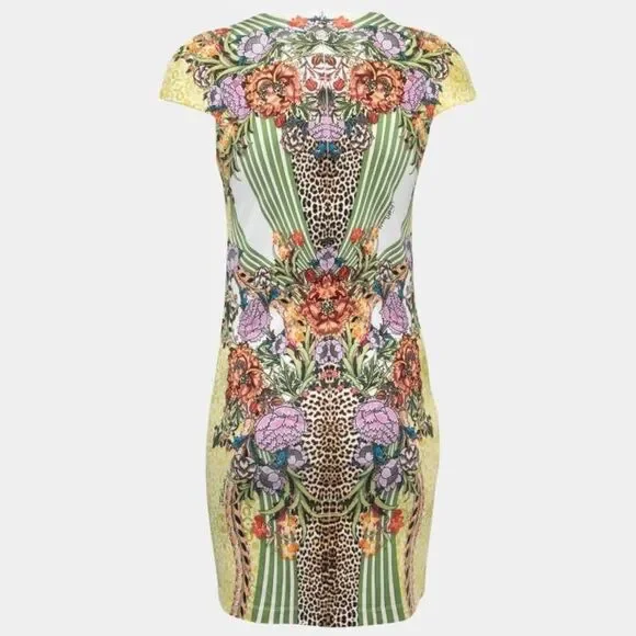 NWT Just Cavalli Gorgeous Rare Animal Floral Print Mini Bodycon Dress size XS - Picture 4 of 16